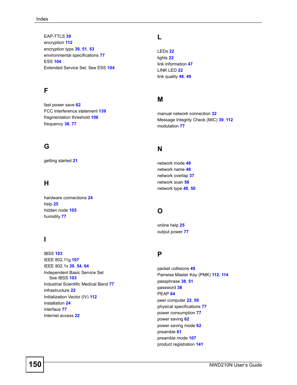ZyXEL Communications NWD210N User Manual | Page 150 / 152