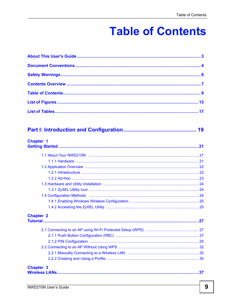 ZyXEL Communications NWD210N User Manual | Page 9 / 152