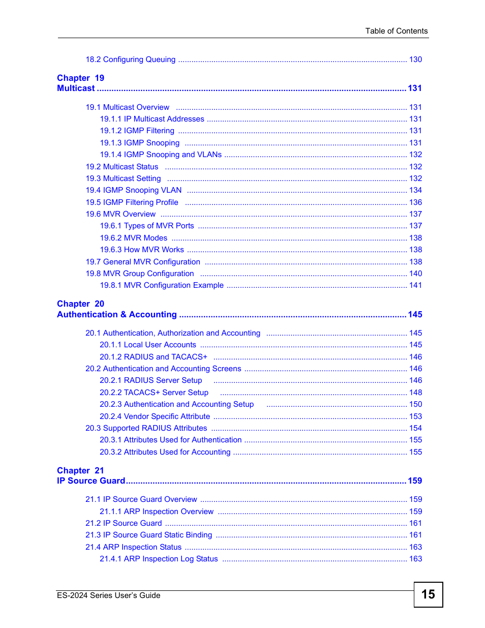 ZyXEL Communications ES-2024 Series User Manual | Page 15 / 266