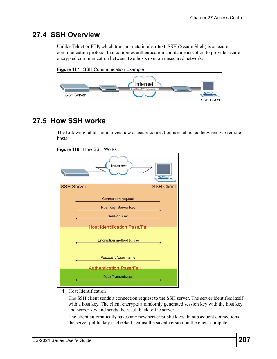 4 ssh overview, 5 how ssh works, 4 ssh overview 27.5 how ssh works | ZyXEL Communications ES-2024 Series User Manual | Page 207 / 266