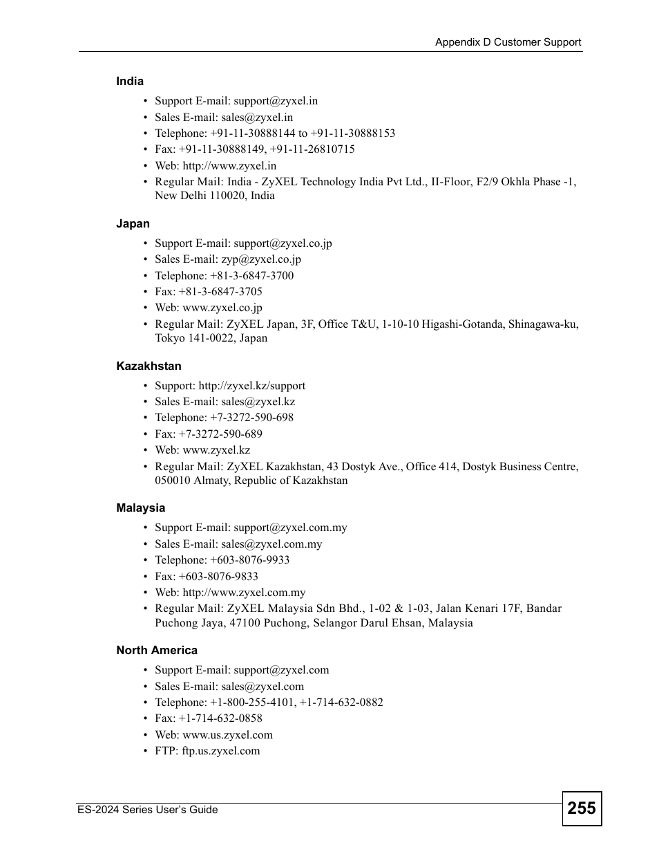 ZyXEL Communications ES-2024 Series User Manual | Page 255 / 266