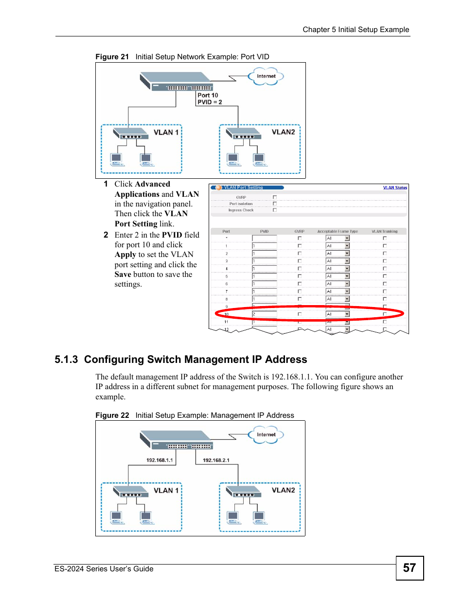 3 configuring switch management ip address | ZyXEL Communications ES-2024 Series User Manual | Page 57 / 266