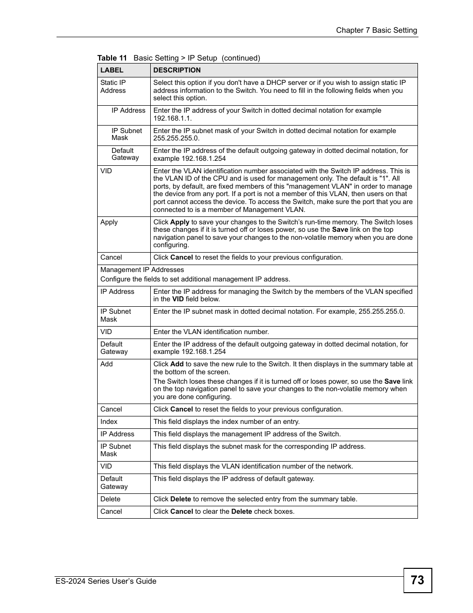 ZyXEL Communications ES-2024 Series User Manual | Page 73 / 266