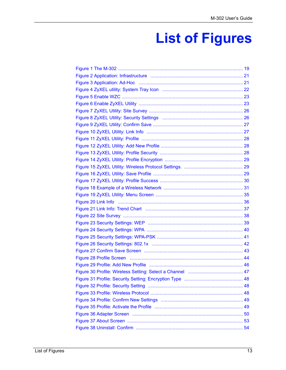 List of figures | ZyXEL Communications M-302 User Manual | Page 13 / 81