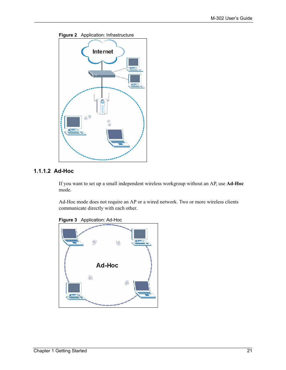 2 ad-hoc | ZyXEL Communications M-302 User Manual | Page 21 / 81
