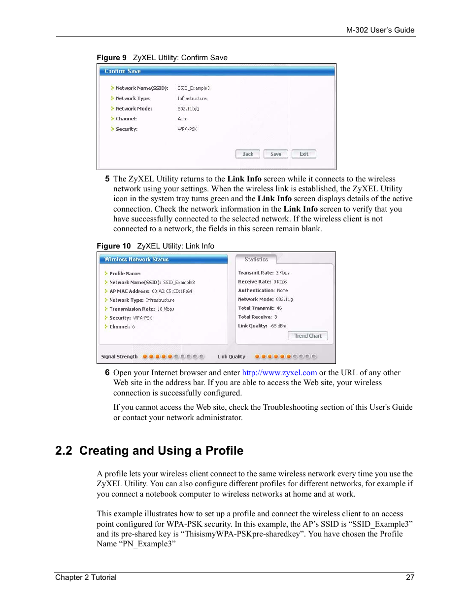 2 creating and using a profile | ZyXEL Communications M-302 User Manual | Page 27 / 81
