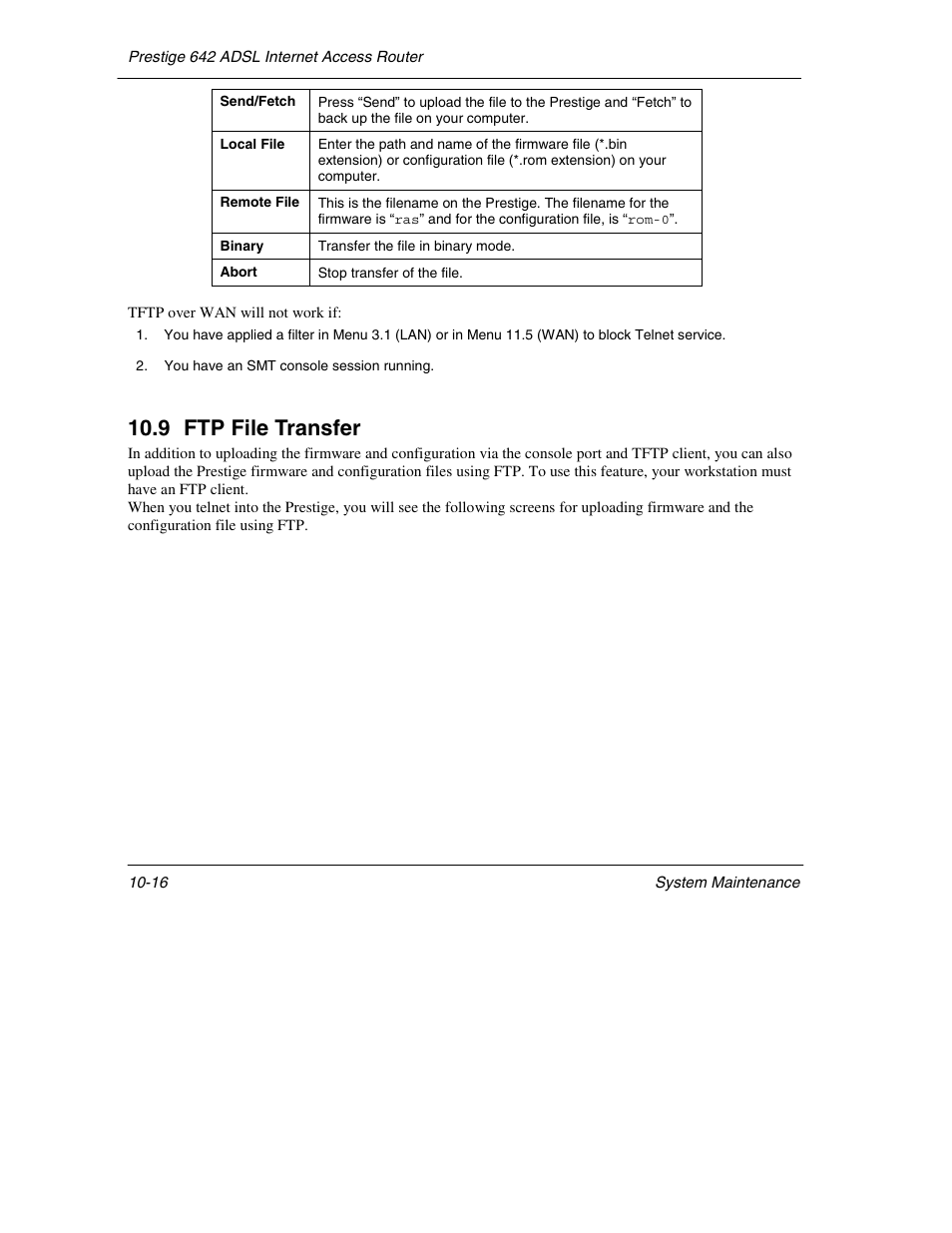 Ftp file transfer, 9 ftp file transfer | ZyXEL Communications Prestige 642 User Manual | Page 45 / 155