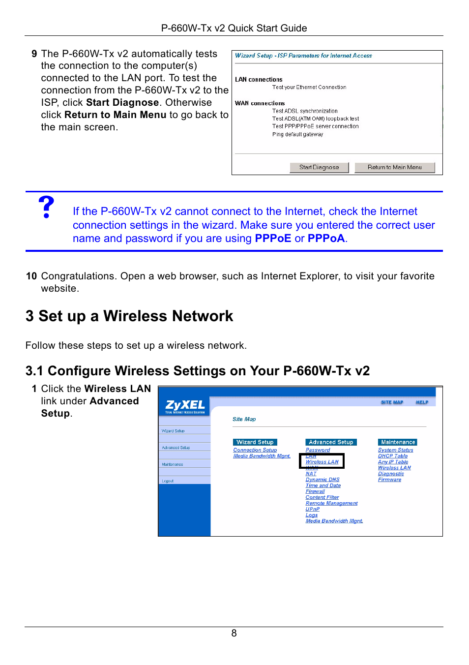3 set up a wireless network, Of this sec | ZyXEL Communications P-660W-Tx v2 User Manual | Page 9 / 11