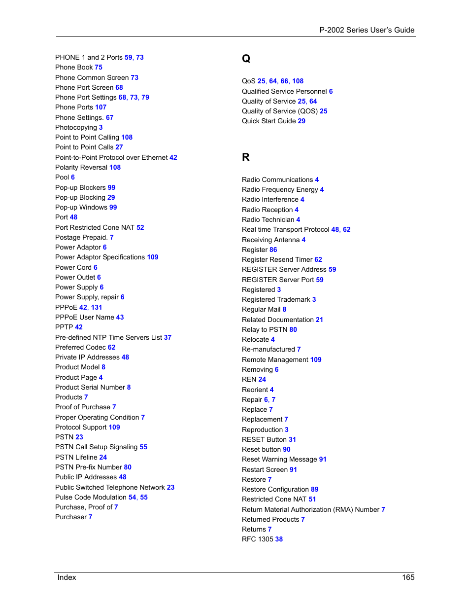 ZyXEL Communications Prestige 2002 User Manual | Page 165 / 168