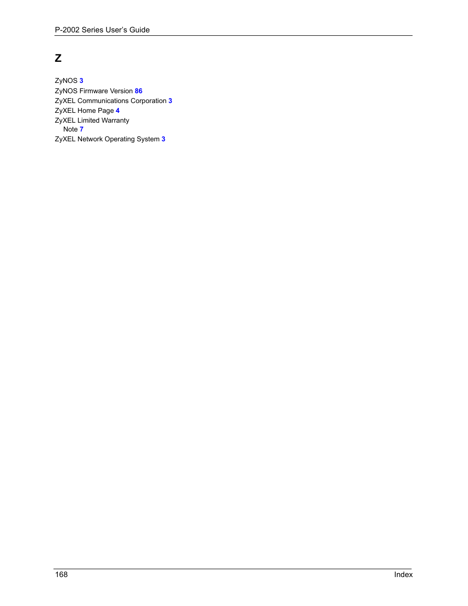 ZyXEL Communications Prestige 2002 User Manual | Page 168 / 168