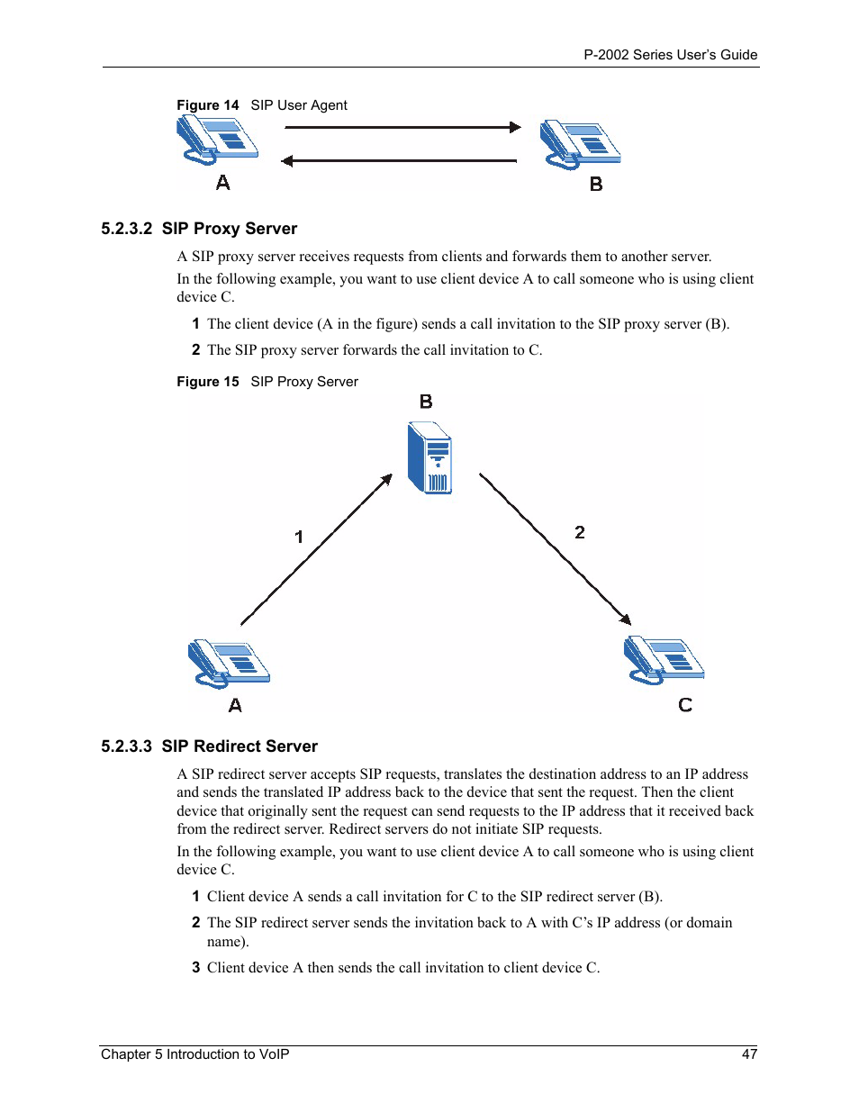 2 sip proxy server, 3 sip redirect server, 2 sip proxy server 5.2.3.3 sip redirect server | ZyXEL Communications Prestige 2002 User Manual | Page 47 / 168