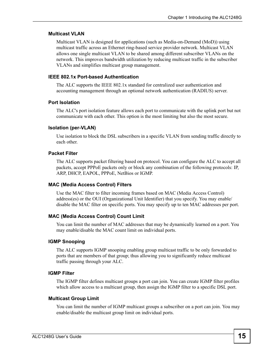 ZyXEL Communications ALC1248G User Manual | Page 15 / 46
