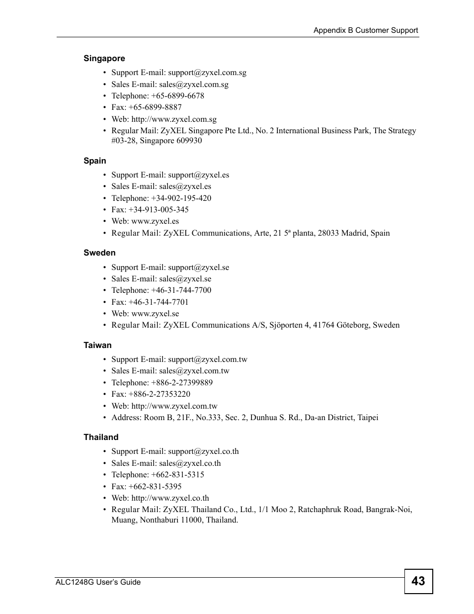 ZyXEL Communications ALC1248G User Manual | Page 43 / 46
