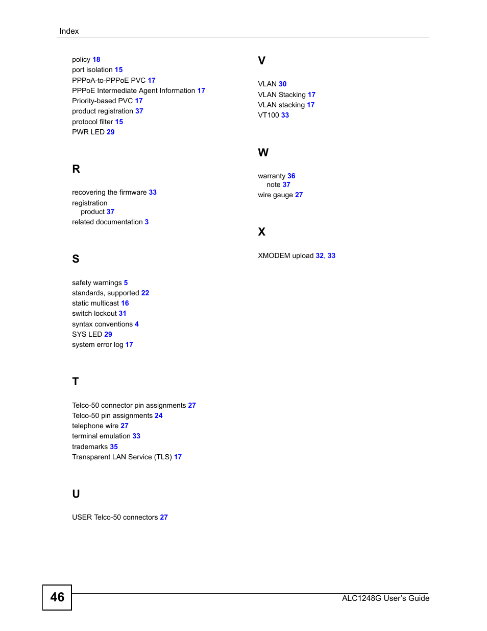 ZyXEL Communications ALC1248G User Manual | Page 46 / 46