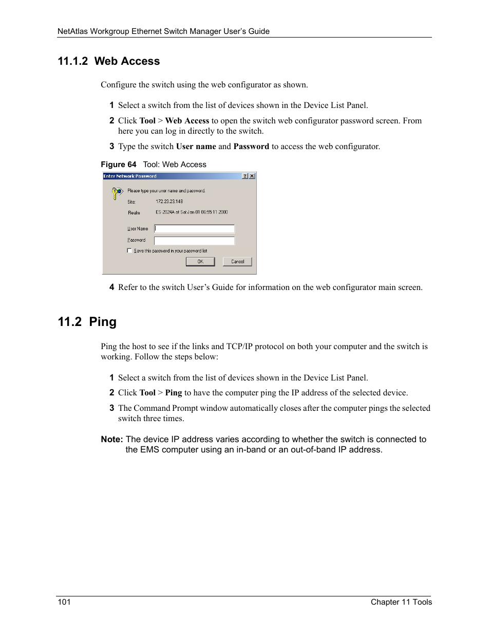 2 web access, 2 ping, Figure 64 tool: web access | ZyXEL Communications NetAtlas Workgroup User Manual | Page 101 / 199