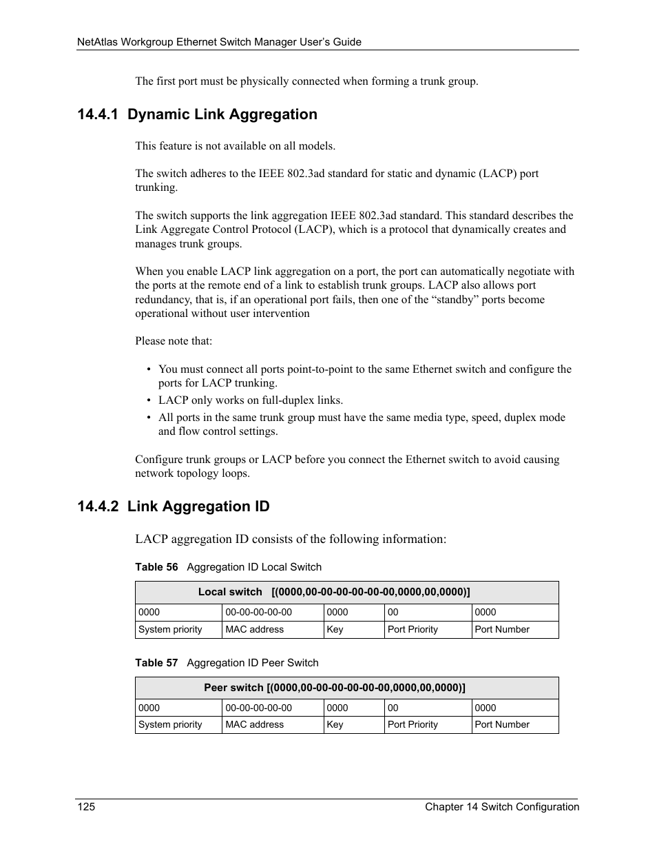 1 dynamic link aggregation, 2 link aggregation id | ZyXEL Communications NetAtlas Workgroup User Manual | Page 125 / 199