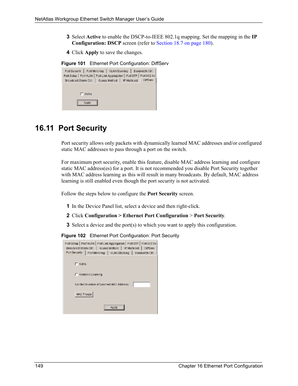 11 port security | ZyXEL Communications NetAtlas Workgroup User Manual | Page 149 / 199