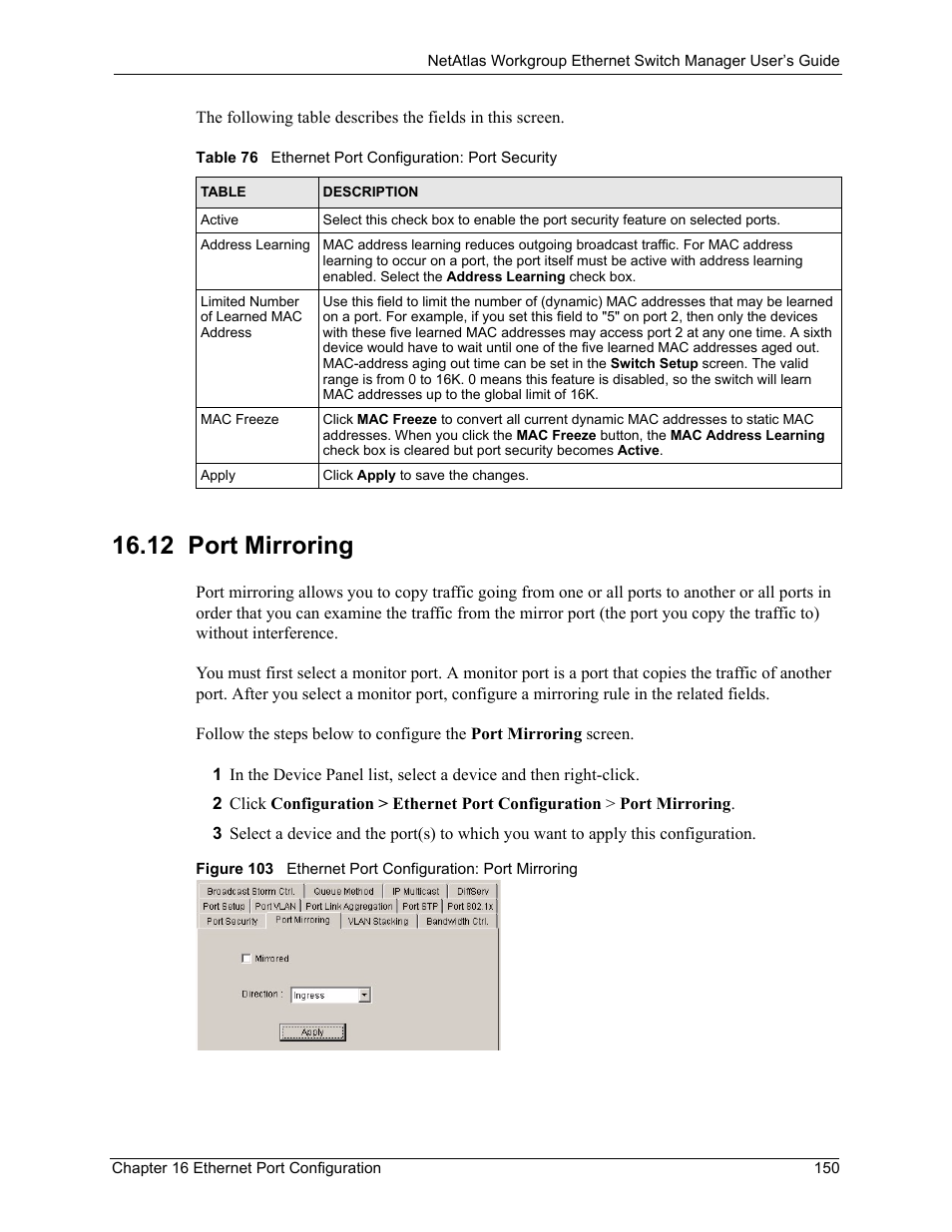 12 port mirroring | ZyXEL Communications NetAtlas Workgroup User Manual | Page 150 / 199