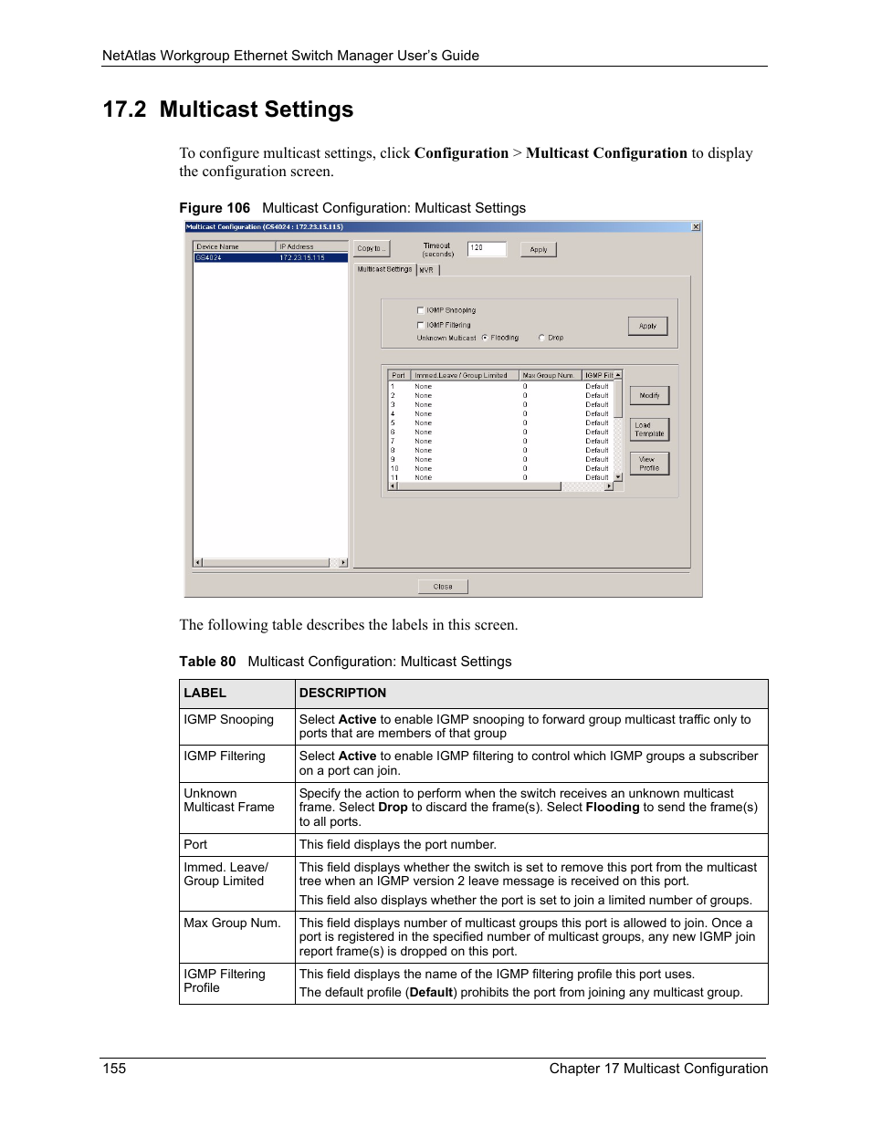 2 multicast settings | ZyXEL Communications NetAtlas Workgroup User Manual | Page 155 / 199