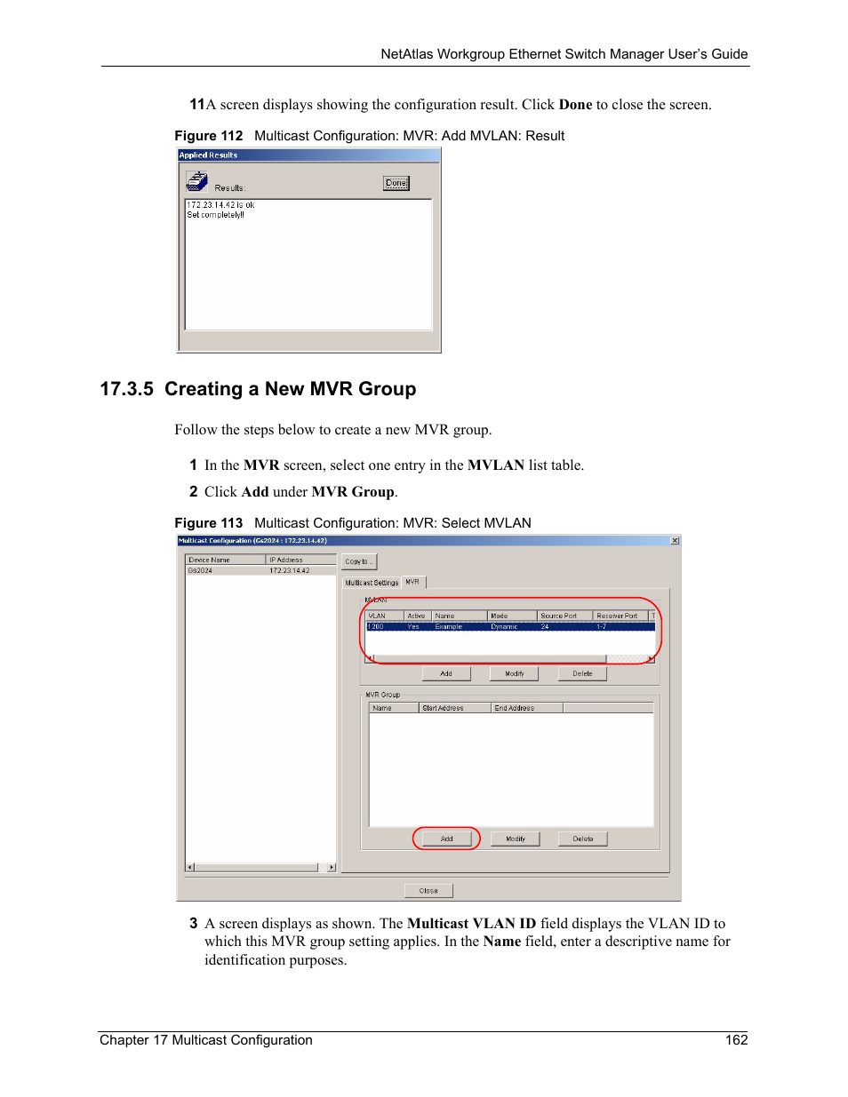 5 creating a new mvr group | ZyXEL Communications NetAtlas Workgroup User Manual | Page 162 / 199