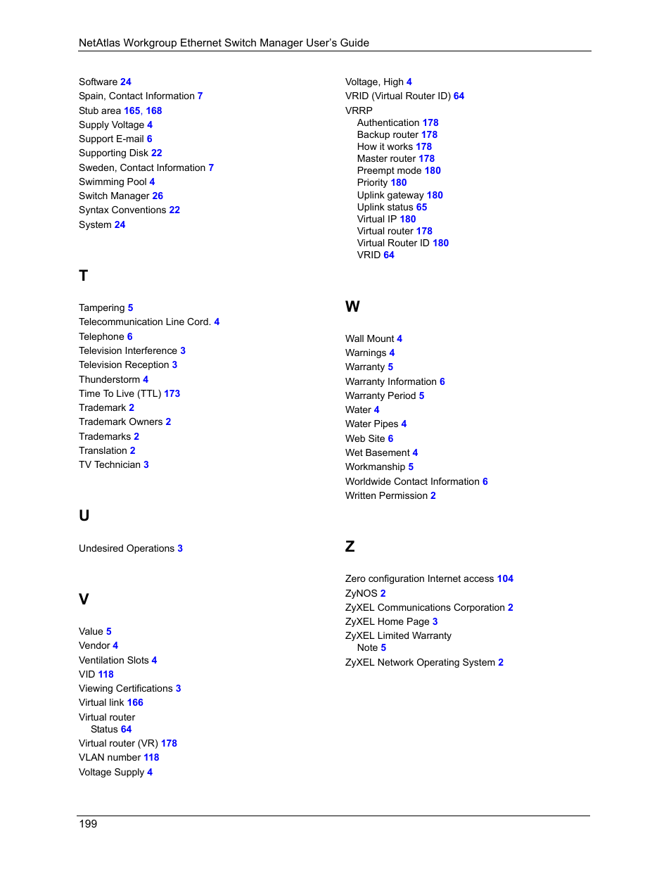 ZyXEL Communications NetAtlas Workgroup User Manual | Page 199 / 199