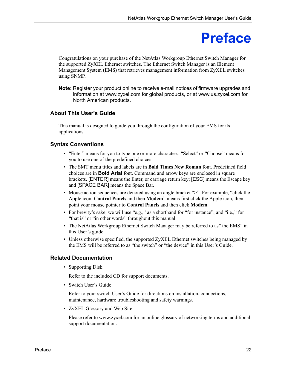 Preface | ZyXEL Communications NetAtlas Workgroup User Manual | Page 22 / 199
