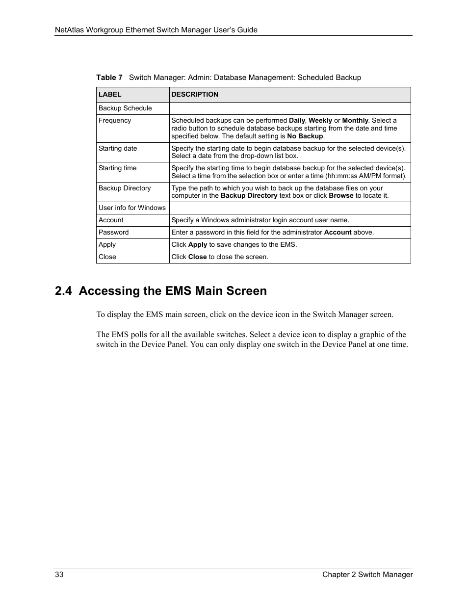 4 accessing the ems main screen | ZyXEL Communications NetAtlas Workgroup User Manual | Page 33 / 199