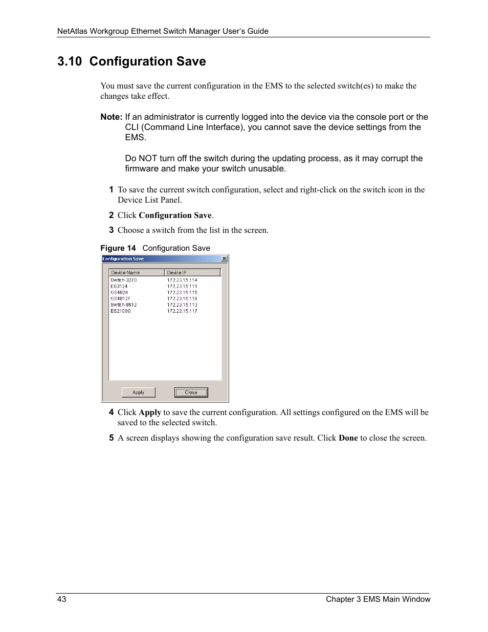 10 configuration save, Figure 14 configuration save | ZyXEL Communications NetAtlas Workgroup User Manual | Page 43 / 199
