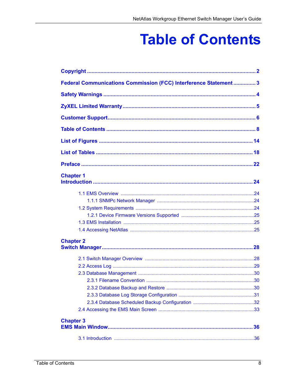 ZyXEL Communications NetAtlas Workgroup User Manual | Page 8 / 199