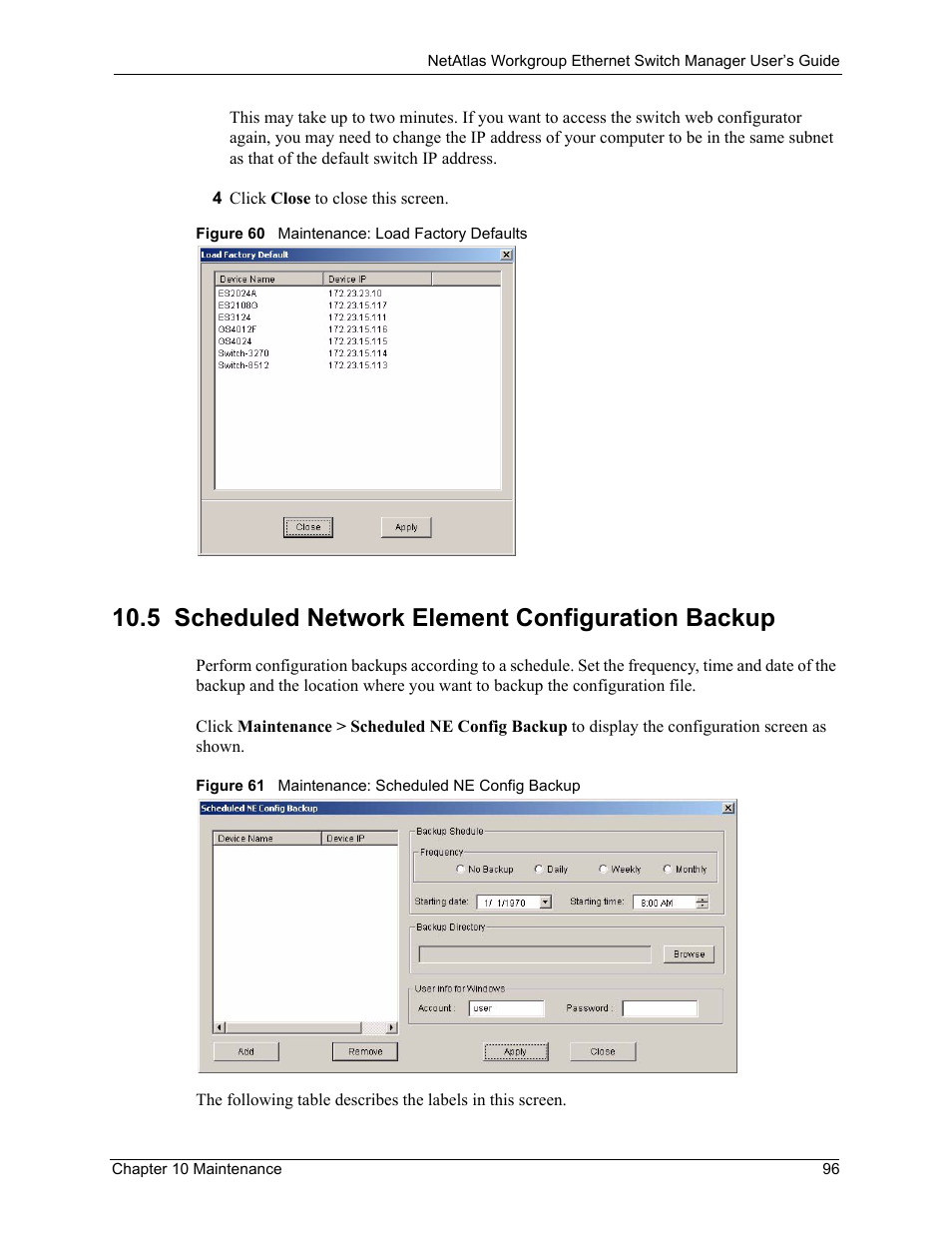 5 scheduled network element configuration backup | ZyXEL Communications NetAtlas Workgroup User Manual | Page 96 / 199