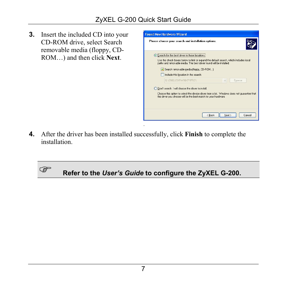 ZyXEL Communications 802.11g Wireless USB Adapter ZyXEL G-200 User Manual | Page 8 / 11