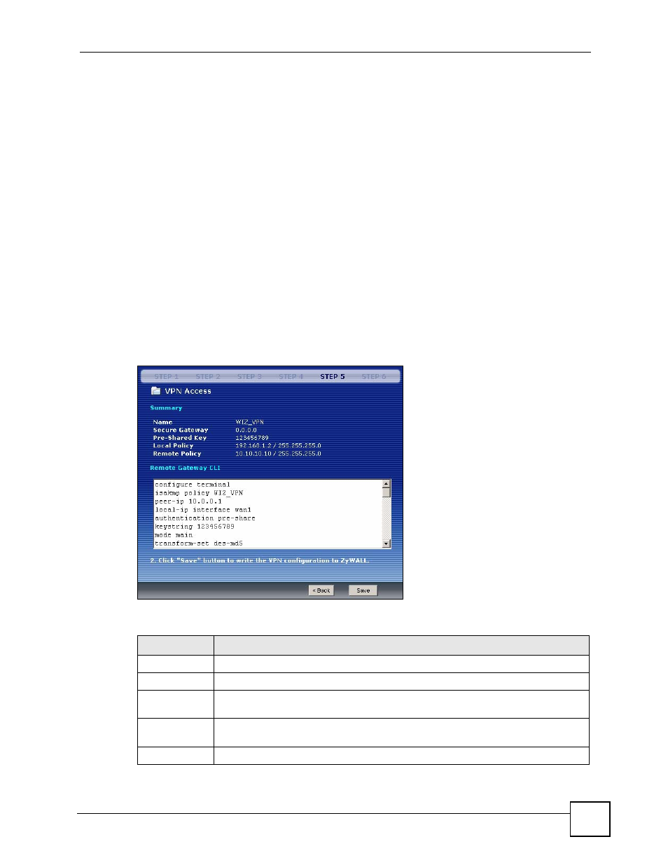 7 vpn advanced wizard - phase 2, Figure 42 vpn advanced wizard: step 5, Table 21 vpn advanced wizard: step 5 | ZyXEL Communications 200 Series User Manual | Page 105 / 902