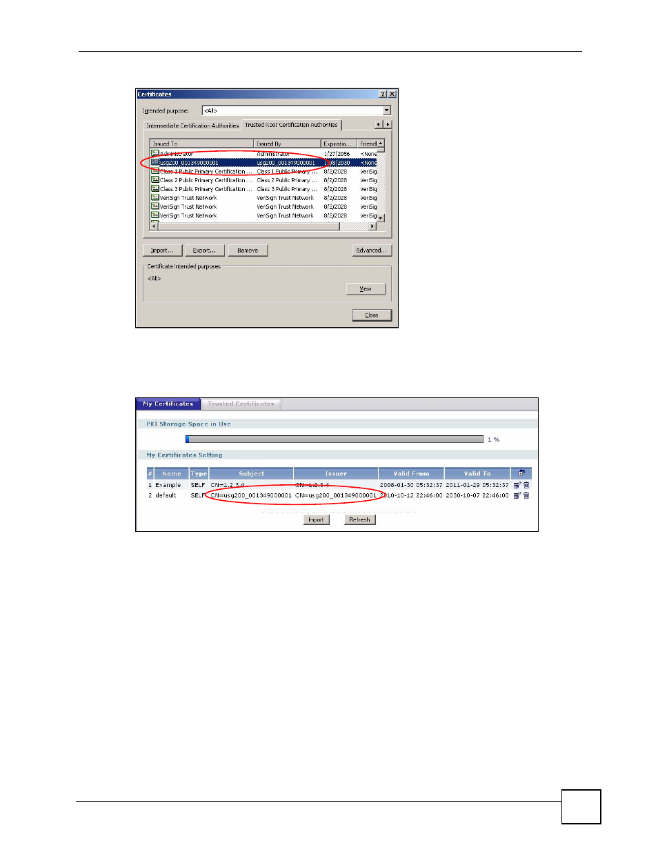 Figure 76 object > certificate > my certificates | ZyXEL Communications 200 Series User Manual | Page 143 / 902