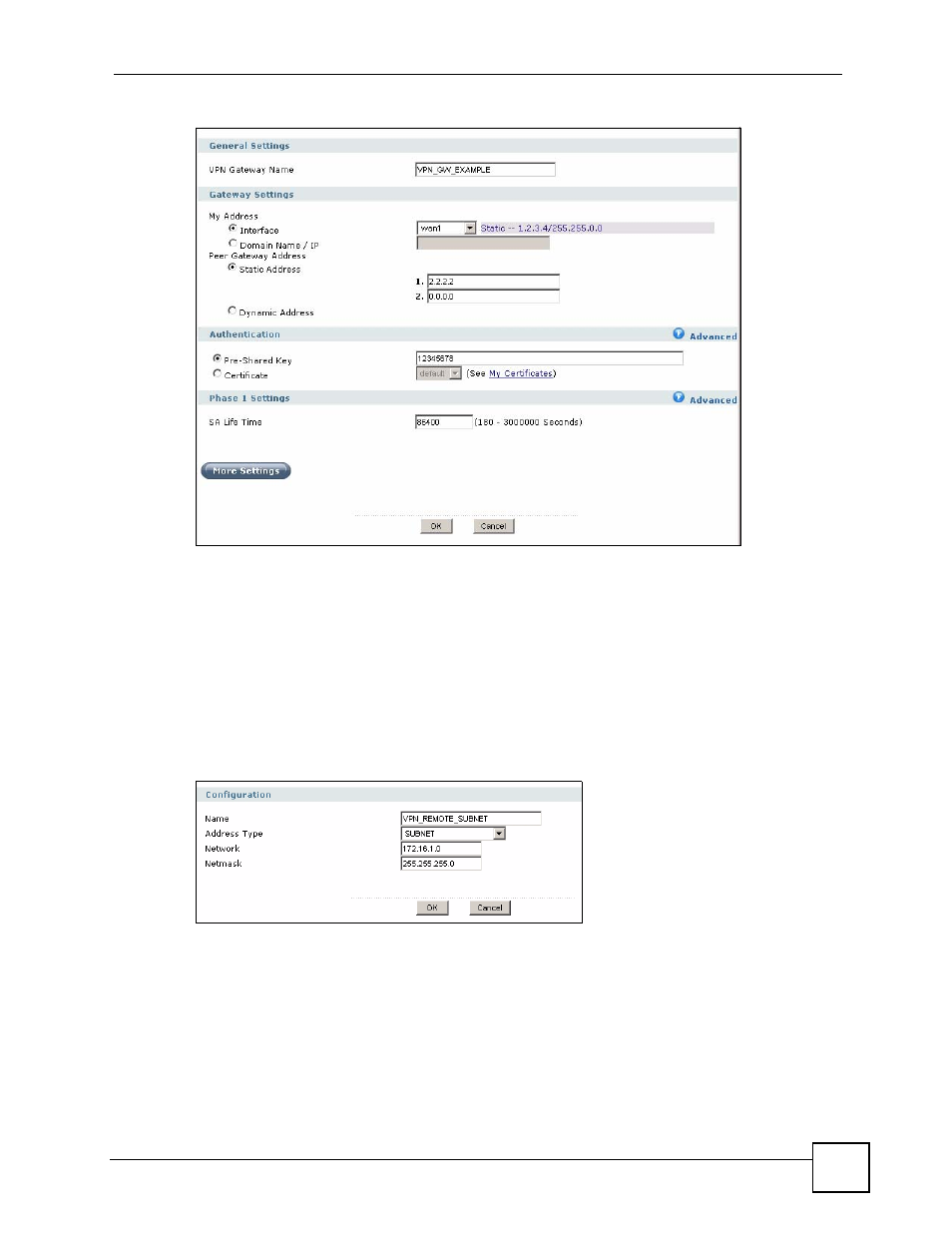 2 how to set up the vpn connection, Figure 79 vpn > ipsec vpn > vpn gateway > add, Figure 80 object > address > address > add | ZyXEL Communications 200 Series User Manual | Page 145 / 902