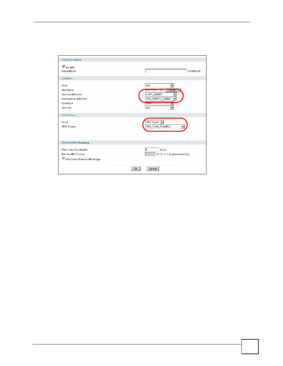 Figure 83 network > routing > policy route > add | ZyXEL Communications 200 Series User Manual | Page 147 / 902