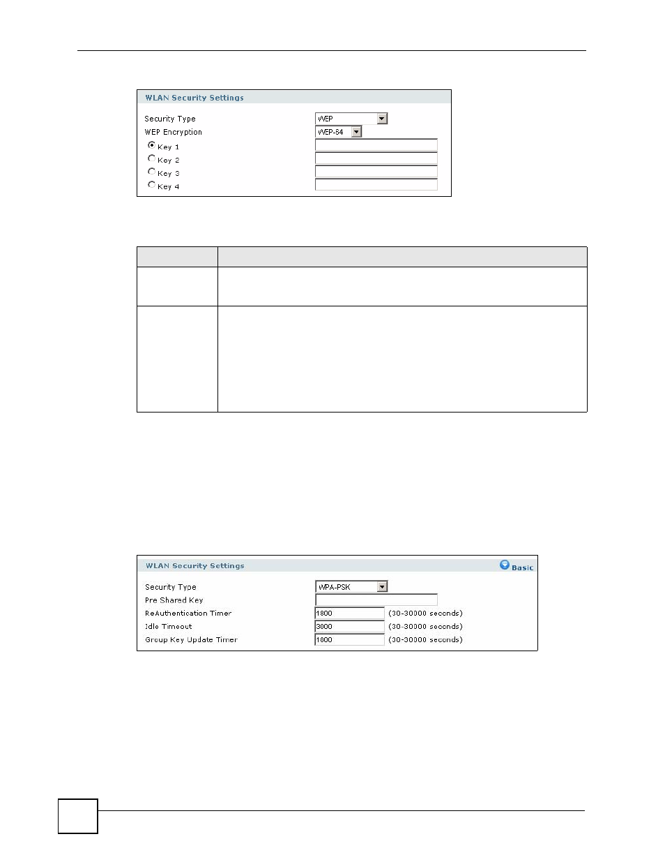 3 wlan add/edit screen: wpa-psk/wpa2-psk security | ZyXEL Communications 200 Series User Manual | Page 242 / 902