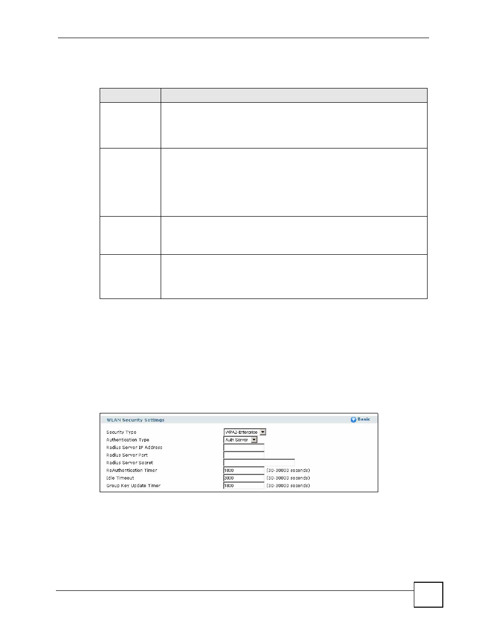 4 wlan add/edit screen: wpa/wpa2 security | ZyXEL Communications 200 Series User Manual | Page 243 / 902