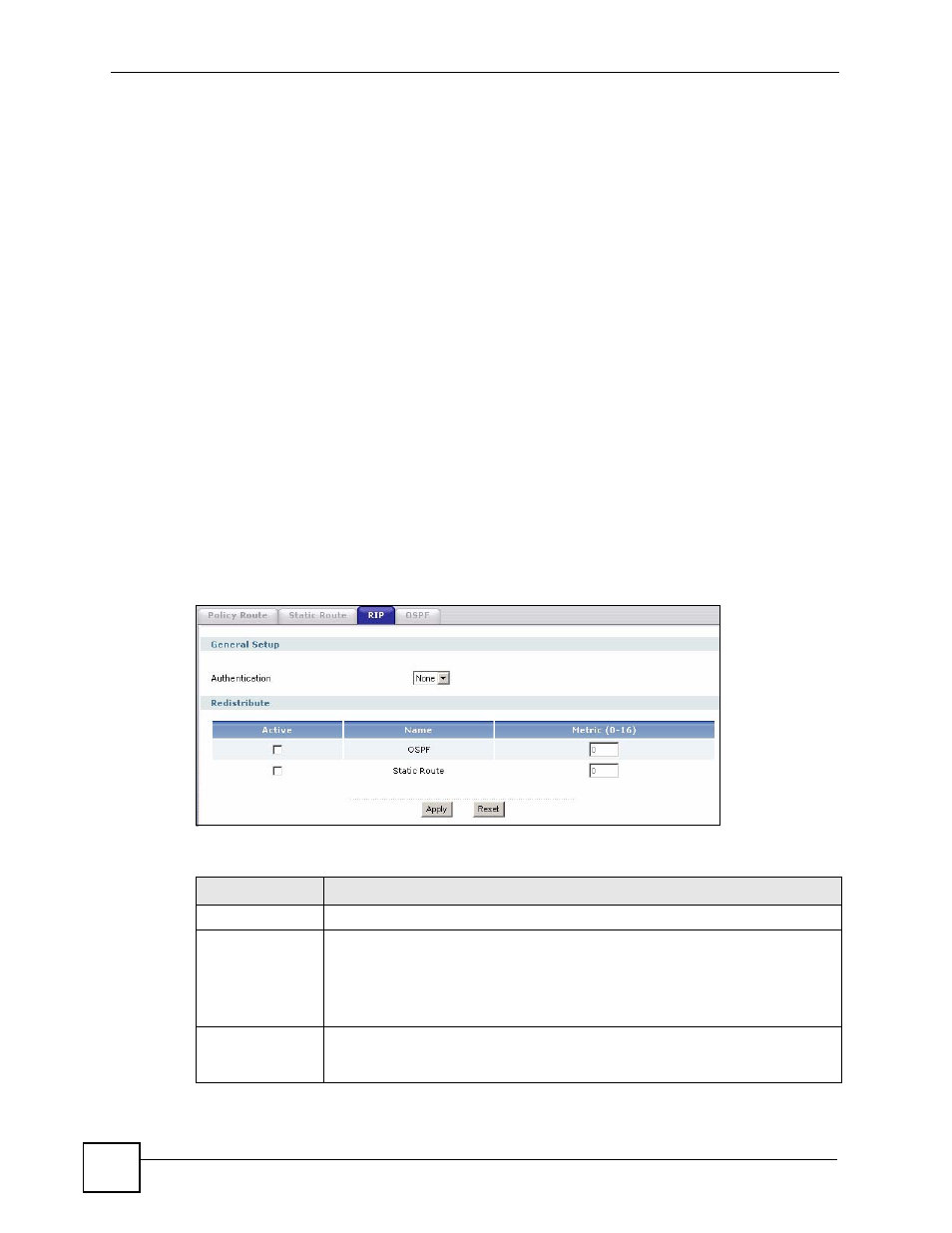 2 the rip screen, Figure 199 network > routing > rip, Table 94 network > routing protocol > rip | ZyXEL Communications 200 Series User Manual | Page 288 / 902