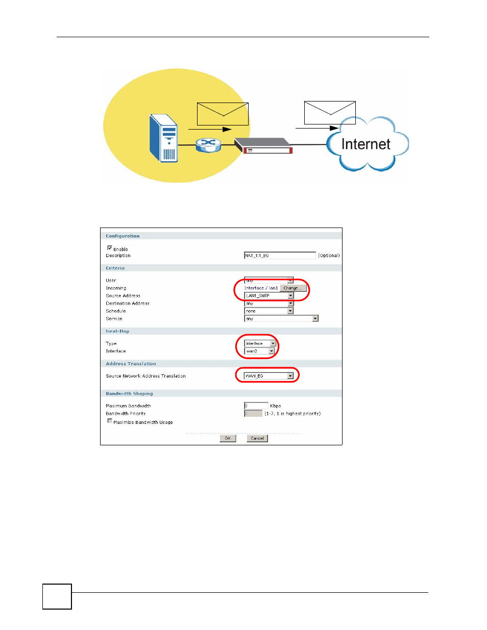 Figure 219 nat 1:1 example policy route, Figure 220 create a policy route, Lan1 | ZyXEL Communications 200 Series User Manual | Page 316 / 902