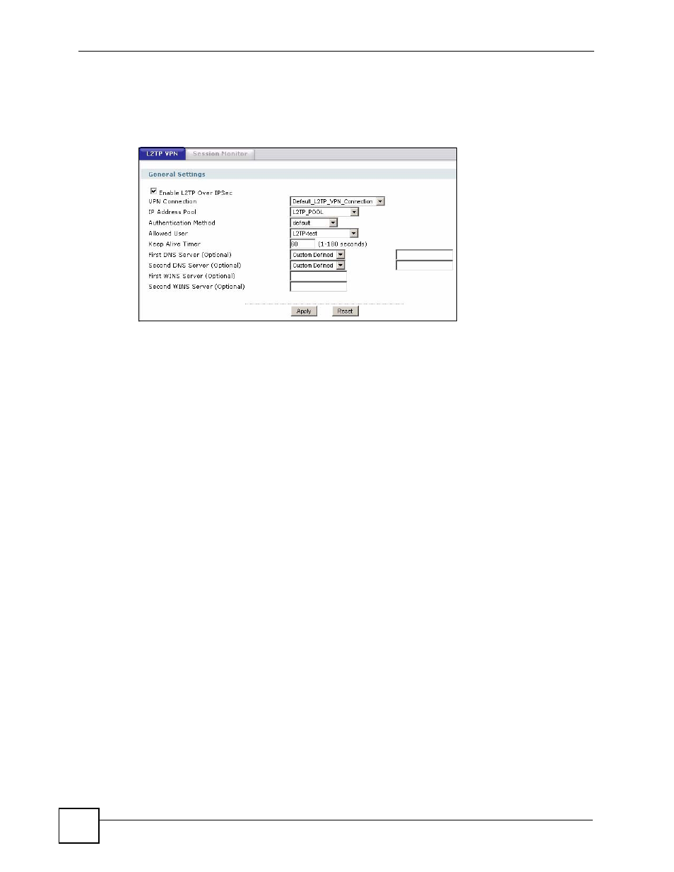 4 configuring the l2tp vpn settings example, 5 configuring the policy route for l2tp example, Figure 304 vpn > l2tp vpn example | ZyXEL Communications 200 Series User Manual | Page 418 / 902