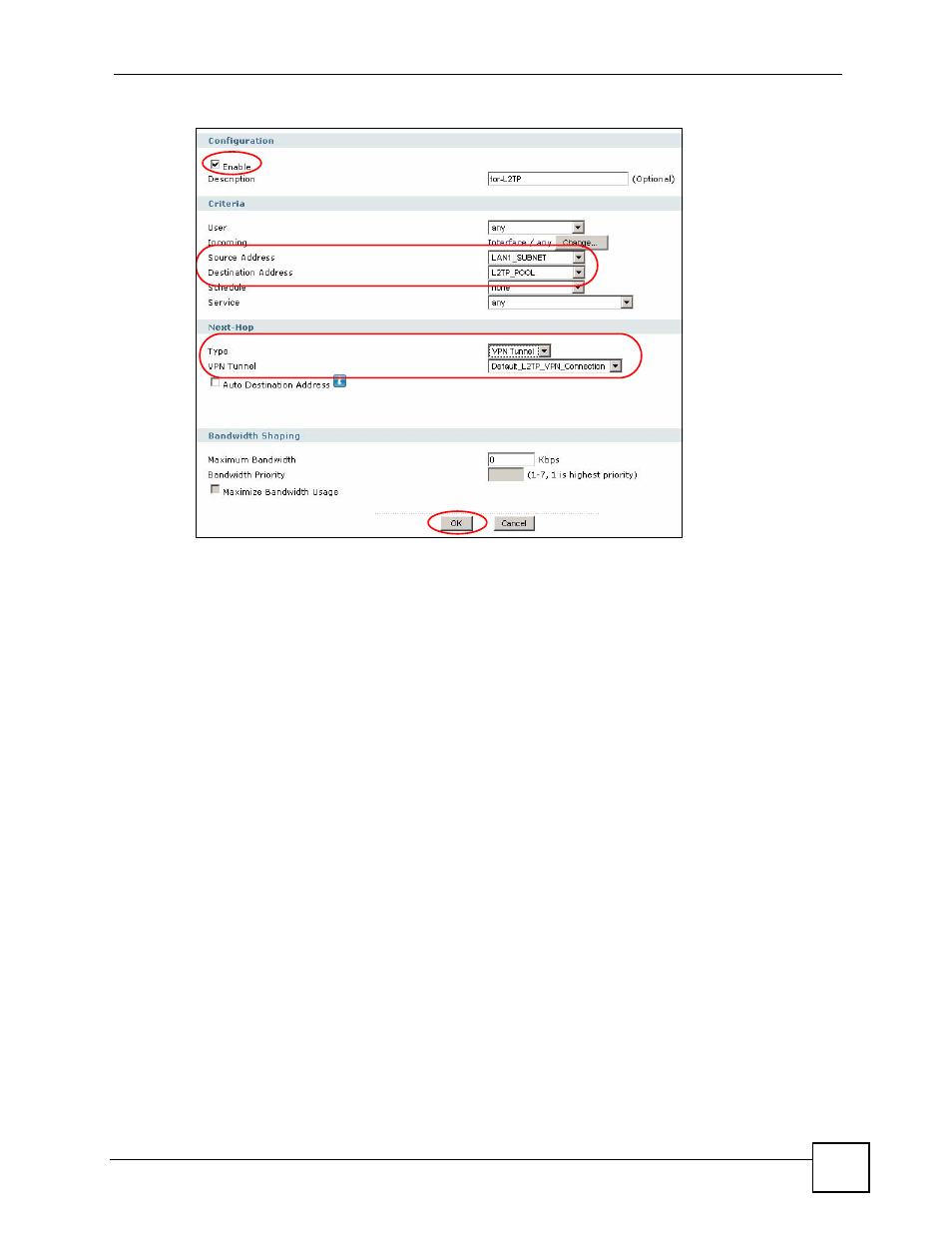 6 configuring l2tp vpn in windows xp and 2000, 1 configuring l2tp in windows xp, Figure 305 routing > add: l2tp vpn example | ZyXEL Communications 200 Series User Manual | Page 419 / 902