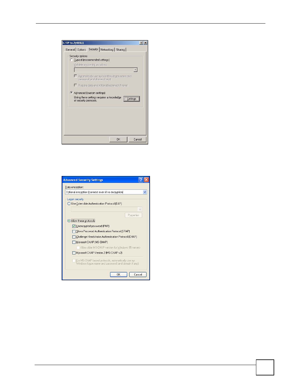 Figure 312 connect l2tp to zywall: security | ZyXEL Communications 200 Series User Manual | Page 423 / 902