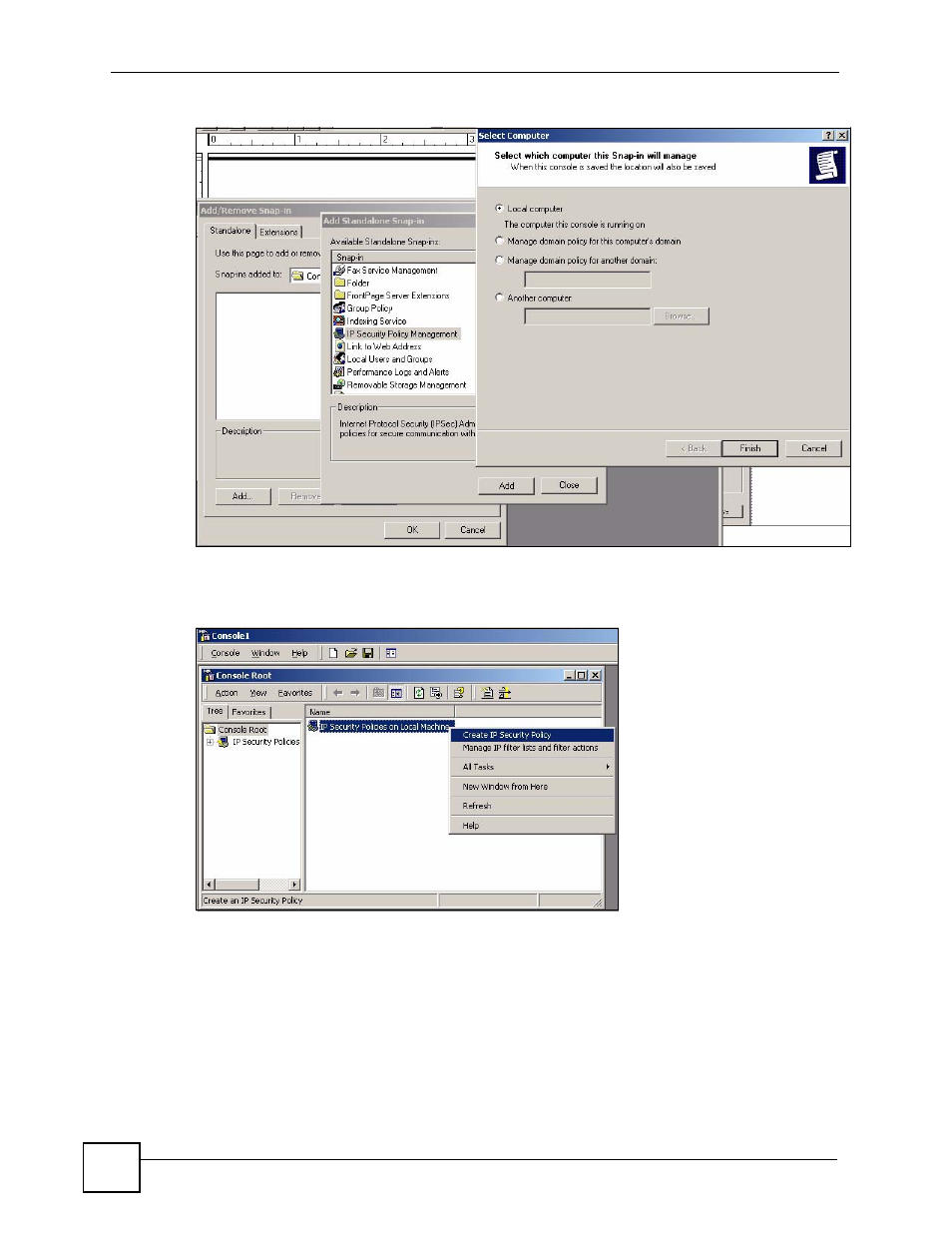 Figure 327 create ip security policy | ZyXEL Communications 200 Series User Manual | Page 428 / 902