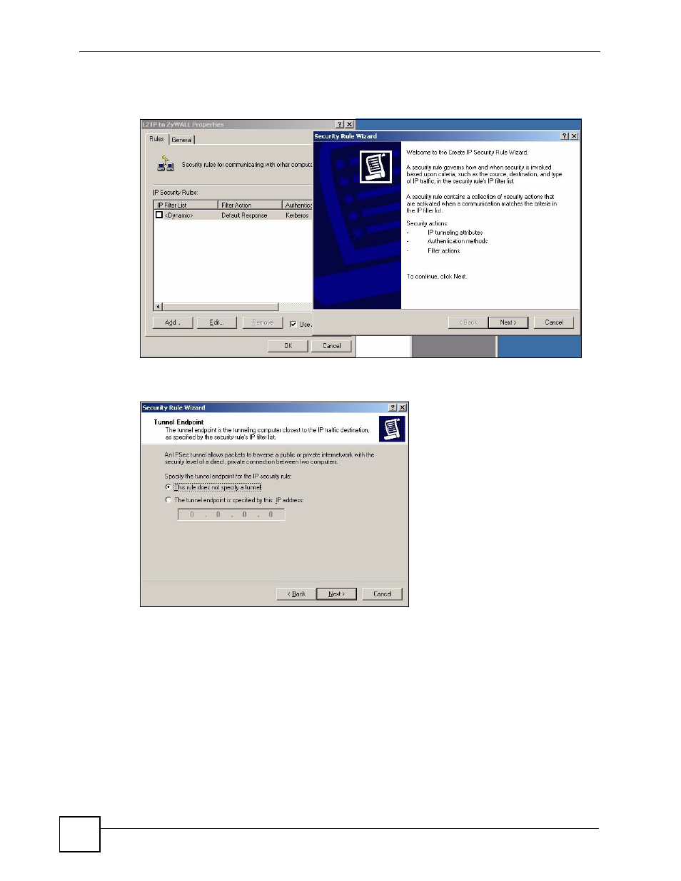 Figure 331 ip security policy properties > add | ZyXEL Communications 200 Series User Manual | Page 430 / 902