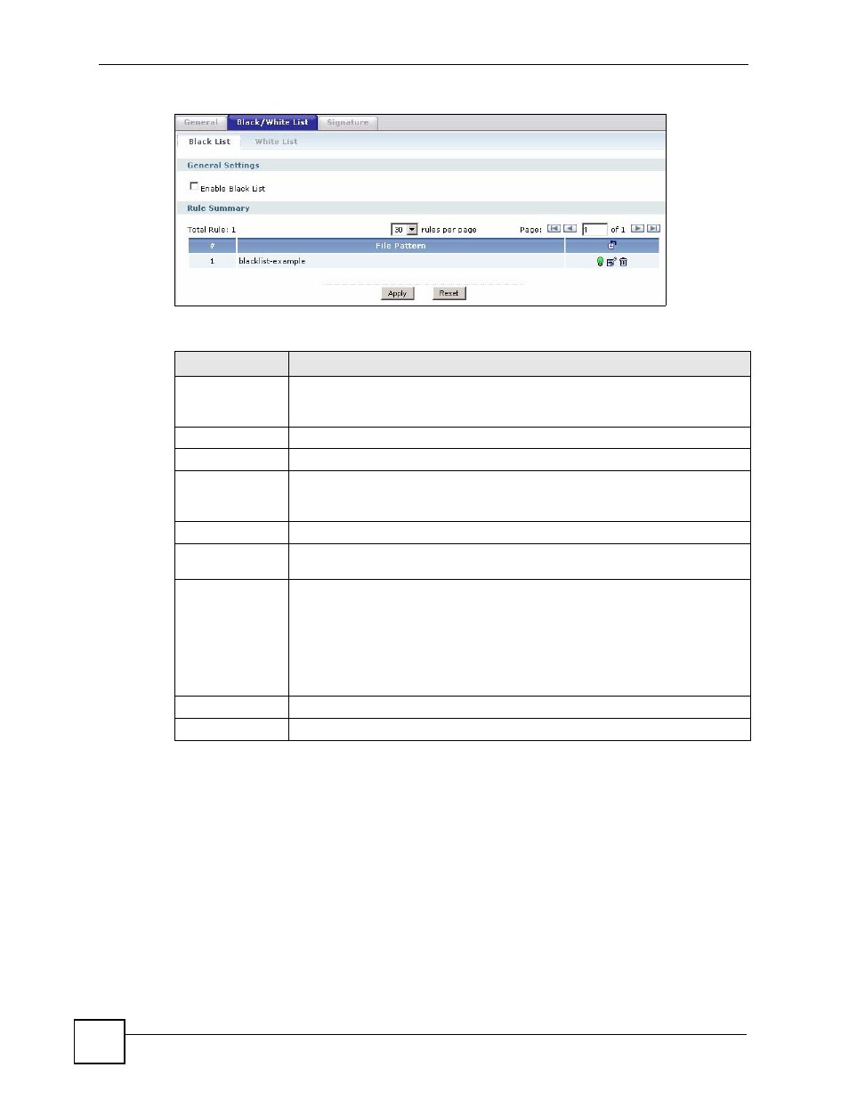 4 anti-virus black list or white list add/edit | ZyXEL Communications 200 Series User Manual | Page 476 / 902