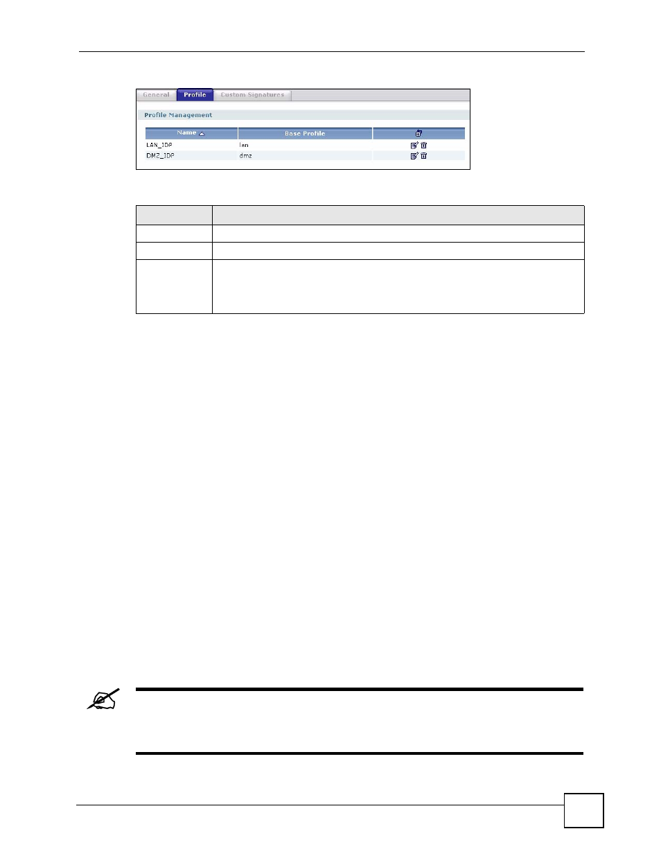 5 creating new profiles, 1 procedure to create a new profile, Figure 381 anti-x > idp > profile | Table 155 anti-x > idp > profile | ZyXEL Communications 200 Series User Manual | Page 489 / 902