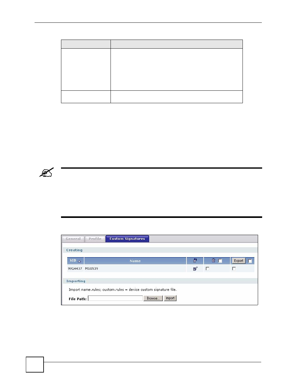 8 configuring custom signatures, Figure 388 anti-x > idp > custom signatures | ZyXEL Communications 200 Series User Manual | Page 500 / 902