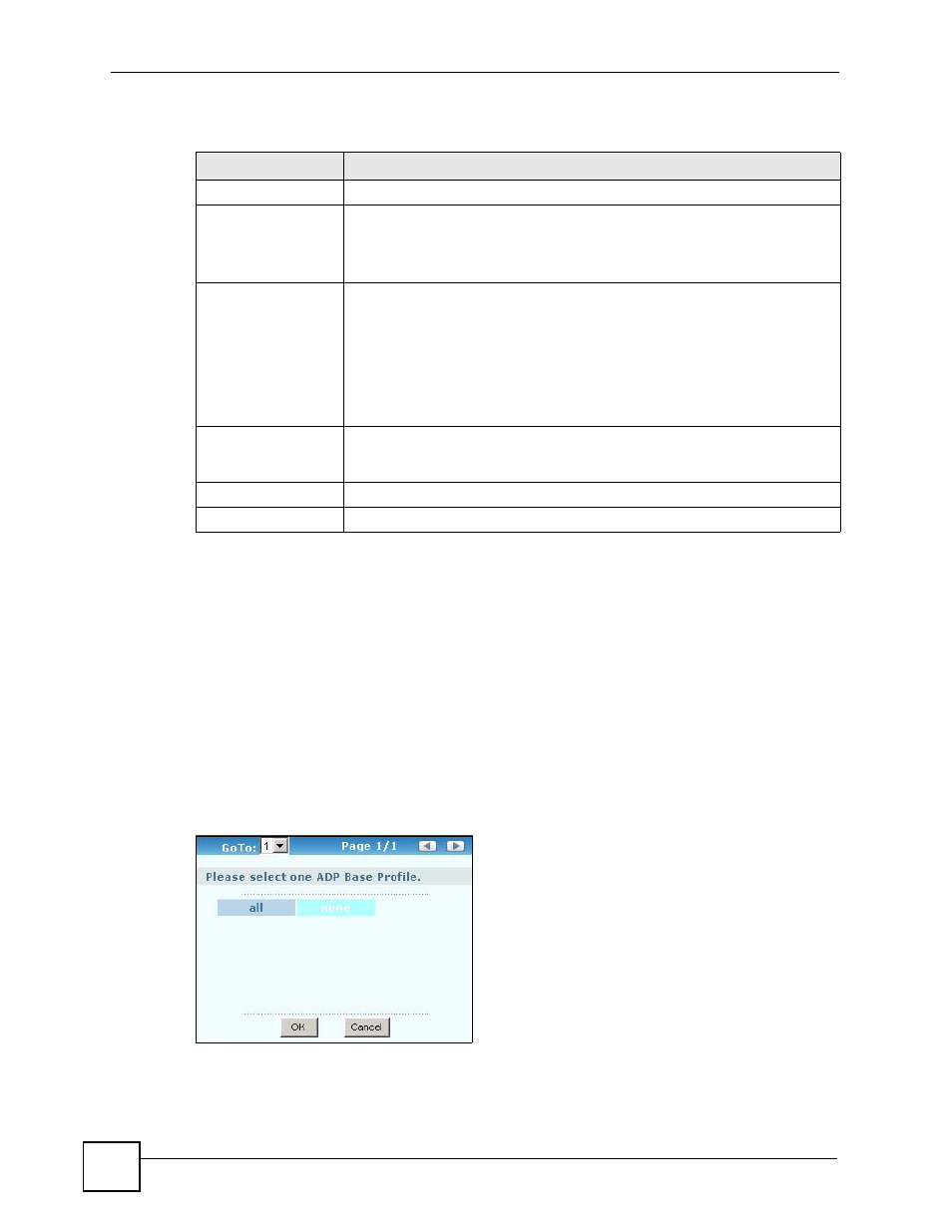 3 the profile summary screen, 1 base profiles, Figure 398 base profiles | Table 165 anti-x > adp > general > add | ZyXEL Communications 200 Series User Manual | Page 516 / 902