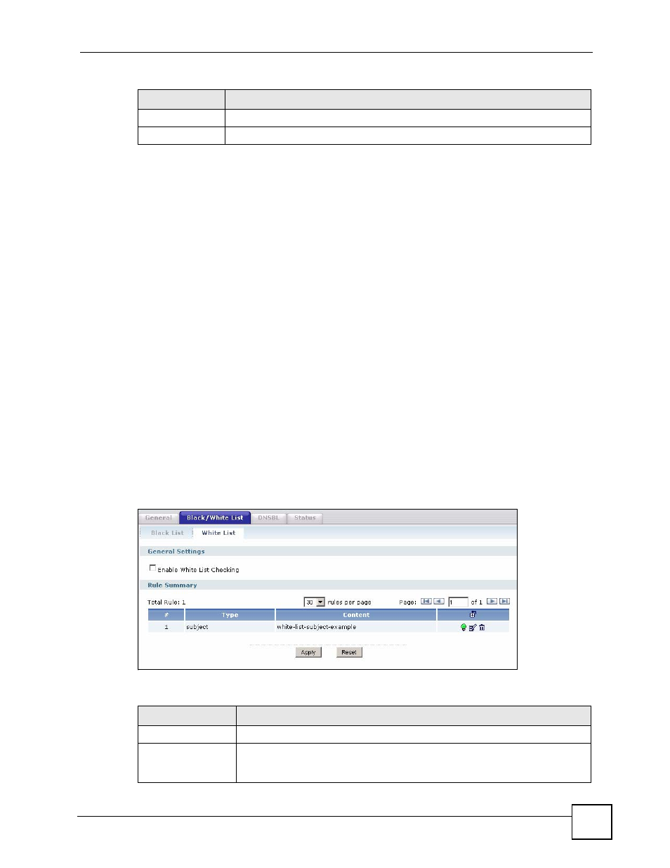 5 the anti-spam white list screen | ZyXEL Communications 200 Series User Manual | Page 567 / 902