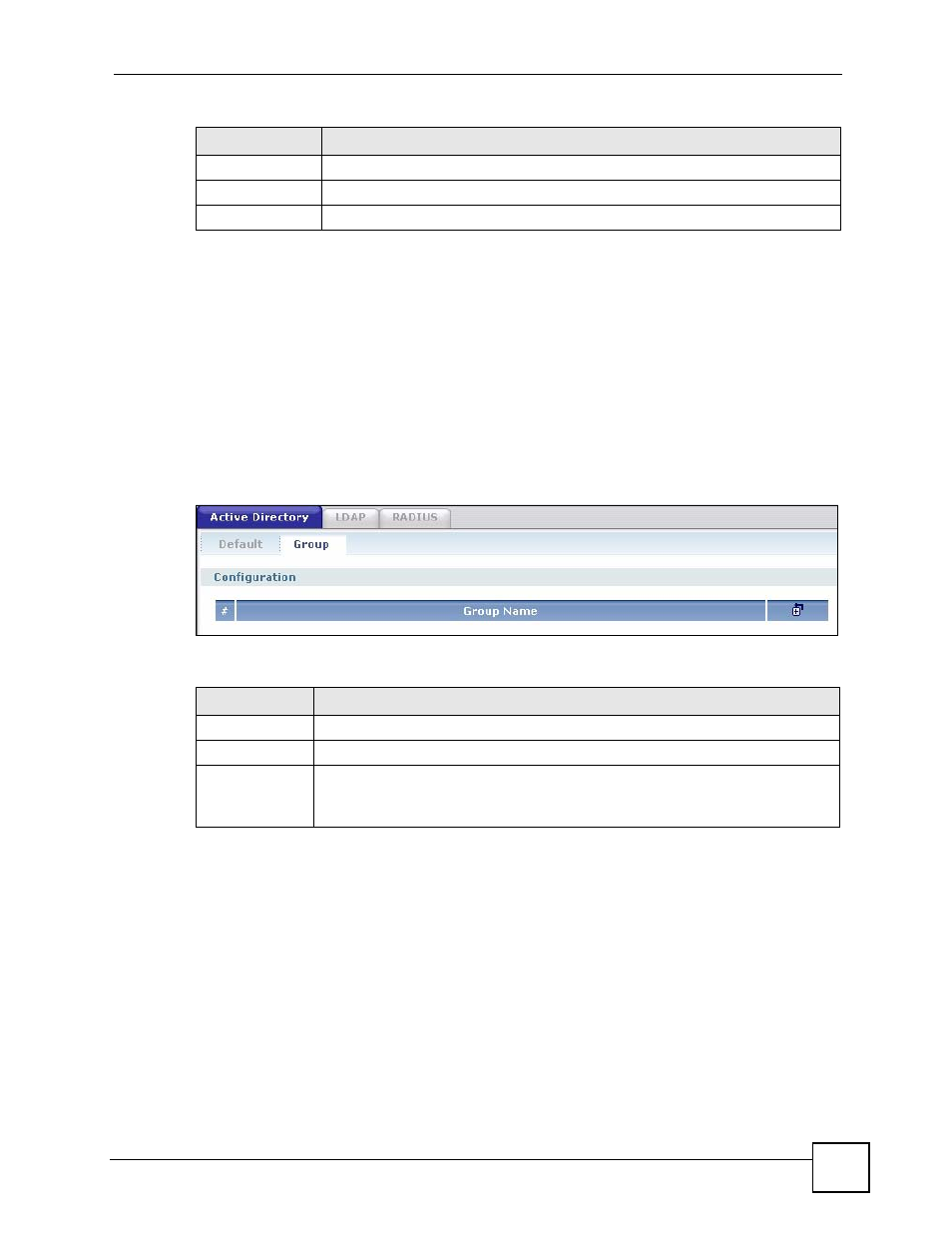 3 active directory or ldap group summary screen, 1 creating an active directory or ldap group | ZyXEL Communications 200 Series User Manual | Page 629 / 902